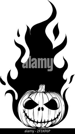 dessinez en noir et blanc le visage de citrouille épicée d'halloween illustration vectorielle Illustration de Vecteur