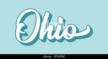 Texte OHIO esquissé à la main. Vintage 3D, lettrage rétro pour affiche, autocollant, prospectus, en-tête, carte, vêtements, vêtements Illustration de Vecteur