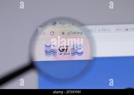 New York, Etats-Unis - 18 mars 2021 : icône du logo du G7 sur le site Web, Editorial. Banque D'Images