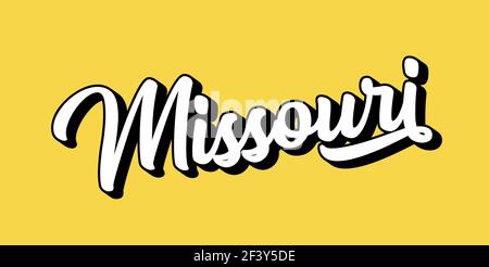 Texte MISSOURI esquissé à la main. Vintage 3D, lettrage rétro pour affiche, autocollant, prospectus, en-tête, carte, vêtements, vêtements Illustration de Vecteur
