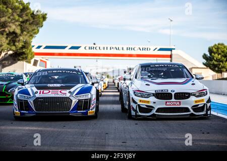 42 SAINTELOC Racing (FRA), Fabien Michal (FRA), Gregory Guilvert (FRA), Audi R8 LMS GT4, 17 l'espace Bienvenue (FRA), Eric Deward (FRA), Ricardo Van der Ende (NDL), BMW M4 GT4 photo de famille lors du championnat français de circuit FFSA GT 2018, du 12 au 14 octobre au castellet, France - photo Thomas Fenetre / DPPI Banque D'Images