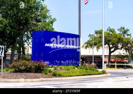 St. Augustine, États-Unis - 10 mai 2018 : vue extérieure de la rue sur le panneau Northrop Grumman Aircraft Integration Centre of Excellence dans la ville de Floride de St. John Banque D'Images