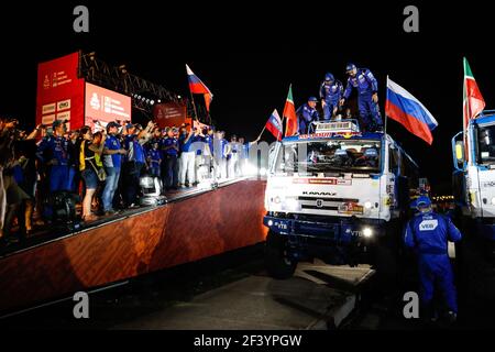 500 NIKOLAEV EDUARD (RUS) LEGENDE, YAKOVLEV EVGENY (RUS), RYBAKOV VLADIMIR (RUS), KAMAZ, CAMION, Truck, action pendant le Dakar 2018, Finish, Podium Cordoba, Argentine, janvier 20 - photo Florent Gooden / DPPI Banque D'Images