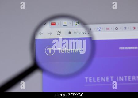 New York, Etats-Unis - 18 mars 2021 : icône du logo de la société Telenet sur le site Web, Editorial Banque D'Images