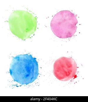 Ensemble de taches d'aquarelle abstraites rondes sur un fond blanc pour la conception . Taches aquarelle abstraites rondes Banque D'Images