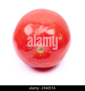 Petite tomate avec moule isolée sur fond blanc Banque D'Images