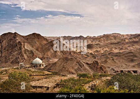 Paysage autour de Kharanagh ou Khanaraq, province de Yazd, Iran. Banque D'Images