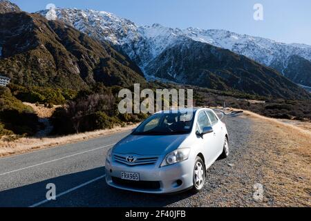 Vue à l'intérieur de l'Aoraki/Mount Cook National Park, à partir de l'autoroute 80, à proximité de Mount Cook Village Banque D'Images