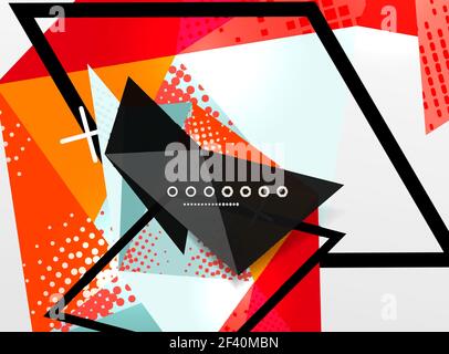 Composition abstraite géométrique en couleurs vectorielles, éléments de conception triangulaires et polygonaux, arrière-plan numérique. Composition abstraite géométrique en couleurs vectorielles, éléments de conception triangulaires et polygonaux, arrière-plan numérique techno Illustration de Vecteur