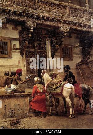 Edwin Lord Weeks - Craftsman Selling cases Teak Wood Building Ahmedabad C 1885 Banque D'Images