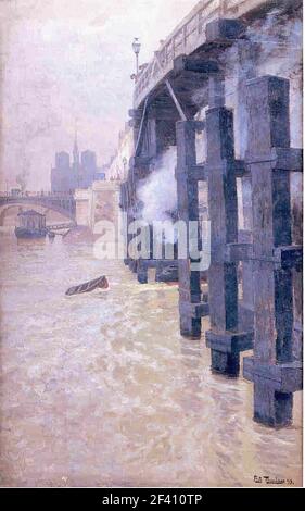 Frits Thaulow - Seine C 1890 Banque D'Images