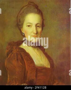 Fyodor Stepanovich Rokotov - Portrait une femme inconnue robe rouge C 1760 Banque D'Images