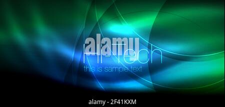 Effet de lumière brillant lumineux Néon brillant, vagues lumières. Effet de lumière brillant lumineux Néon brillant, vagues lumières. Résumé fond futuriste techno numérique, vector illustration Illustration de Vecteur