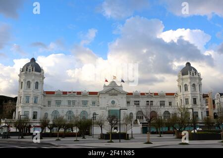 Le Grand Casino sur la Plaza de Italia El Sardinero Santander Cantabria Espagne hiver Banque D'Images