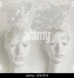 Concept d'intelligence artificielle - la mondialisation, Internet, réseau Banque D'Images