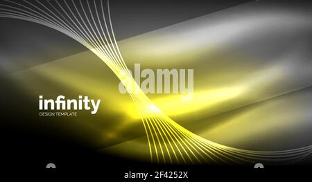 Modèle d'arrière-plan numérique au néon brillant sur fond sombre vague abstraite. Modèle d'arrière-plan numérique au néon brillant sur fond sombre vague abstraite. Illustration vectorielle Illustration de Vecteur