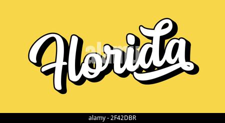 Texte DE FLORIDE esquissé à la main. Vintage 3D, lettrage rétro pour affiche, autocollant, prospectus, en-tête, carte, vêtements, vêtements Illustration de Vecteur