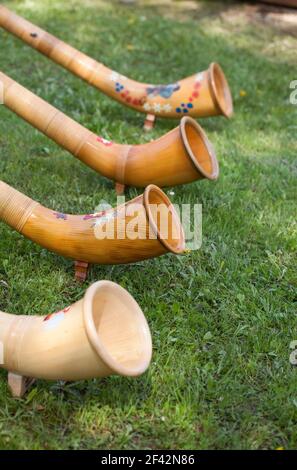 Swiss Alphorns instruments de musique traditionnels Banque D'Images