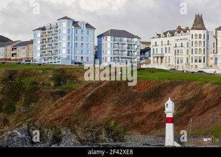 Port Erin Beach et Lighthouse Isle of Man Royaume-Uni Banque D'Images