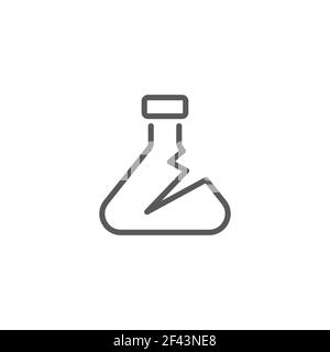 Icône de test de laboratoire chimique de la fiole et du tube à essai fissurés, isolée sur fond blanc. Panneau de verrerie de laboratoire. Vecteur Illustration de Vecteur