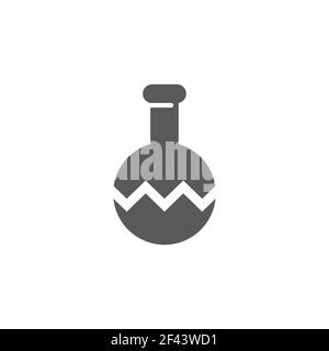 Icône de test de laboratoire chimique de la fiole et du tube à essai fissurés, isolée sur fond blanc. Panneau de verrerie de laboratoire. Vecteur Illustration de Vecteur