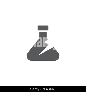 Icône de test de laboratoire chimique de la fiole et du tube à essai fissurés, isolée sur fond blanc. Panneau de verrerie de laboratoire. Vecteur Illustration de Vecteur