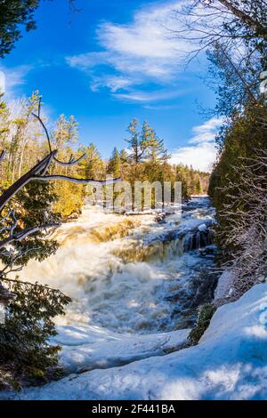 Egan Chutes conservation Area Haliburton County Bancroft Ontario Canada in hiver Banque D'Images