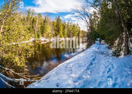 Egan Chutes conservation Area Haliburton County Bancroft Ontario Canada in hiver Banque D'Images