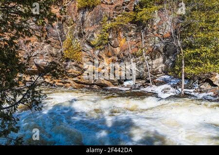 Egan Chutes conservation Area Haliburton County Bancroft Ontario Canada in hiver Banque D'Images