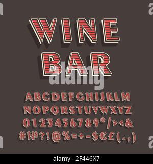 Bar à vin vintage 3d vecteur alphabet ensemble Illustration de Vecteur