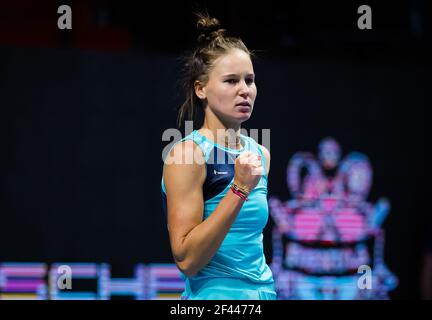 Veronika Kudermetova de Russie lors de la deuxième partie du Trophée des dames de Saint-Pétersbourg 2021, tournoi de tennis WTA 500 le 18 mars 2021 à la Sibur Arena à Saint-Pétersbourg, Russie - photo Rob Prange / Espagne DPPI / DPPI / LiveMedia Banque D'Images