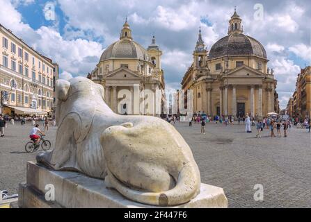 Géographie / voyage, Italie, Latium, Rome, plaza del Popolo, Santa Maria à Montesanto et Santa Maria de, droits-supplémentaires-information-non-disponible Banque D'Images