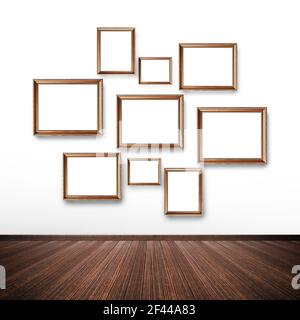 Cadres photo aléatoire sur le mur à l'intérieur de la chambre Banque D'Images