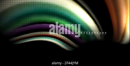 Lignes ondulées multicolores sur fond noir. Lignes d'ondes multicolores sur fond noir Illustration de Vecteur