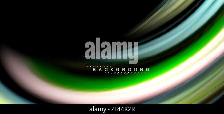 Lignes ondulées multicolores sur fond noir. Lignes d'ondes multicolores sur fond noir Illustration de Vecteur