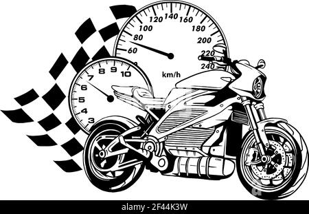 Dessin de moto noir et blanc Image Vectorielle Stock Alamy