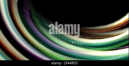 Lignes ondulées multicolores sur fond noir. Lignes d'ondes multicolores sur fond noir Illustration de Vecteur