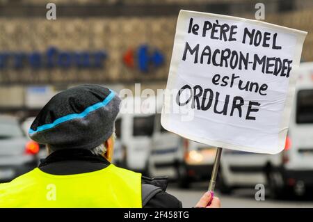 Les cheminots de la SNFC prennent la rue pour protester contre le droit du travail présumé, Lyon, France Banque D'Images