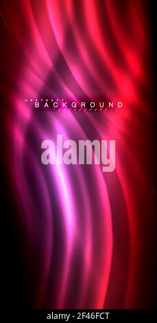 Onde lumineuse au néon, énergie magique et arrière-plan de mouvement léger. Onde lumineuse au néon, énergie magique et arrière-plan de mouvement léger. Illustration vectorielle Illustration de Vecteur