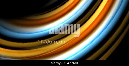 Lignes ondulées multicolores sur fond noir. Lignes d'ondes multicolores sur fond noir Illustration de Vecteur