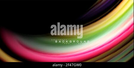 Lignes ondulées multicolores sur fond noir. Lignes d'ondes multicolores sur fond noir Illustration de Vecteur