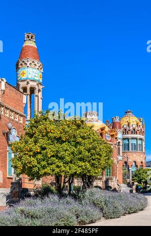 Hôpital de la Santa Creu i Sant Pau (Hôpital de la Sainte Croix et Saint Paul), Barcelone, Catalogne, Espagne Banque D'Images