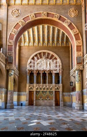 Intérieur du pavillon, Hôpital de la Santa Creu i Sant Pau (Hôpital de la Sainte Croix et Saint Paul), Barcelone, Catalogne, Espagne Banque D'Images