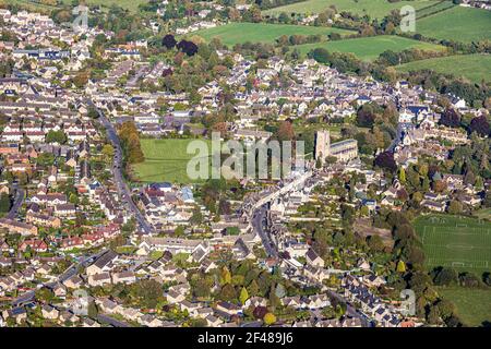 Une vue aérienne de l'ancienne ville de Winchcombe, dans le Cotswold, Gloucestershire, Royaume-Uni Banque D'Images