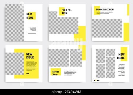 Bannière carrée de mise en page minimale dans un thème de couleur jaune. Modèle de bannière géométrique modifiable pour les articles, articles, articles et prospectus sur les réseaux sociaux. Illustration de Vecteur