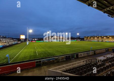 Newcastle, Royaume-Uni. 14 mars 2021. NEWCASTLE UPON TYNE, ANGLETERRE. 19 MARS UNE vue générale du parc Kingston avant le match de première division de Gallagher entre Newcastle Falcons et Wasps à Kingston Park, Newcastle, le vendredi 19 mars 2021. (Credit: Chris Lishman | MI News) Credit: MI News & Sport /Alay Live News Banque D'Images