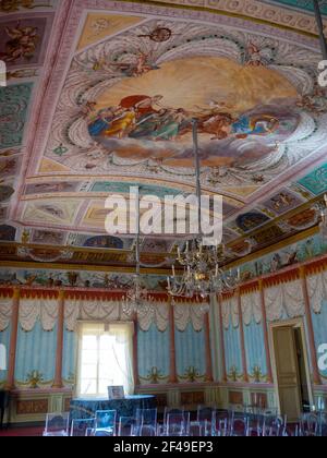 Trompe l'œil décorations murales du Palazzo Nicolaci, Noto Banque D'Images