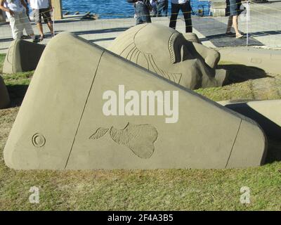 14. Festival des sculptures de sable, Rorschach, 2012. Artistes : Agnese Rudzite-Kirillova, Karlis Ile. Thème: Phonehenge Banque D'Images