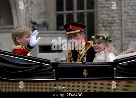 Mariage royal. William et Kate. Wills et Kate. Duc et duchesse de Cambridge. Famille royale britannique. Banque D'Images