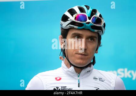 Geraint Thomas de Team Sky avant l'étape 3 de l'OVO Energy Tour of Britain 2018, Bristol - 04/09/2018. Crédit : Jon Wallace Banque D'Images